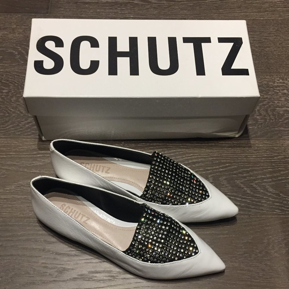 Schutz white patent leather flats